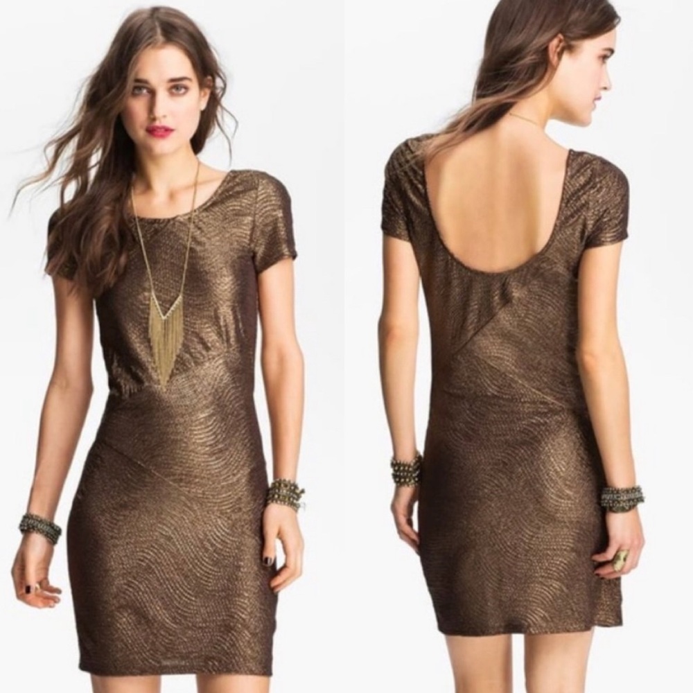 Free People Moonage Daydream Shimmer Bodycon Dress Small